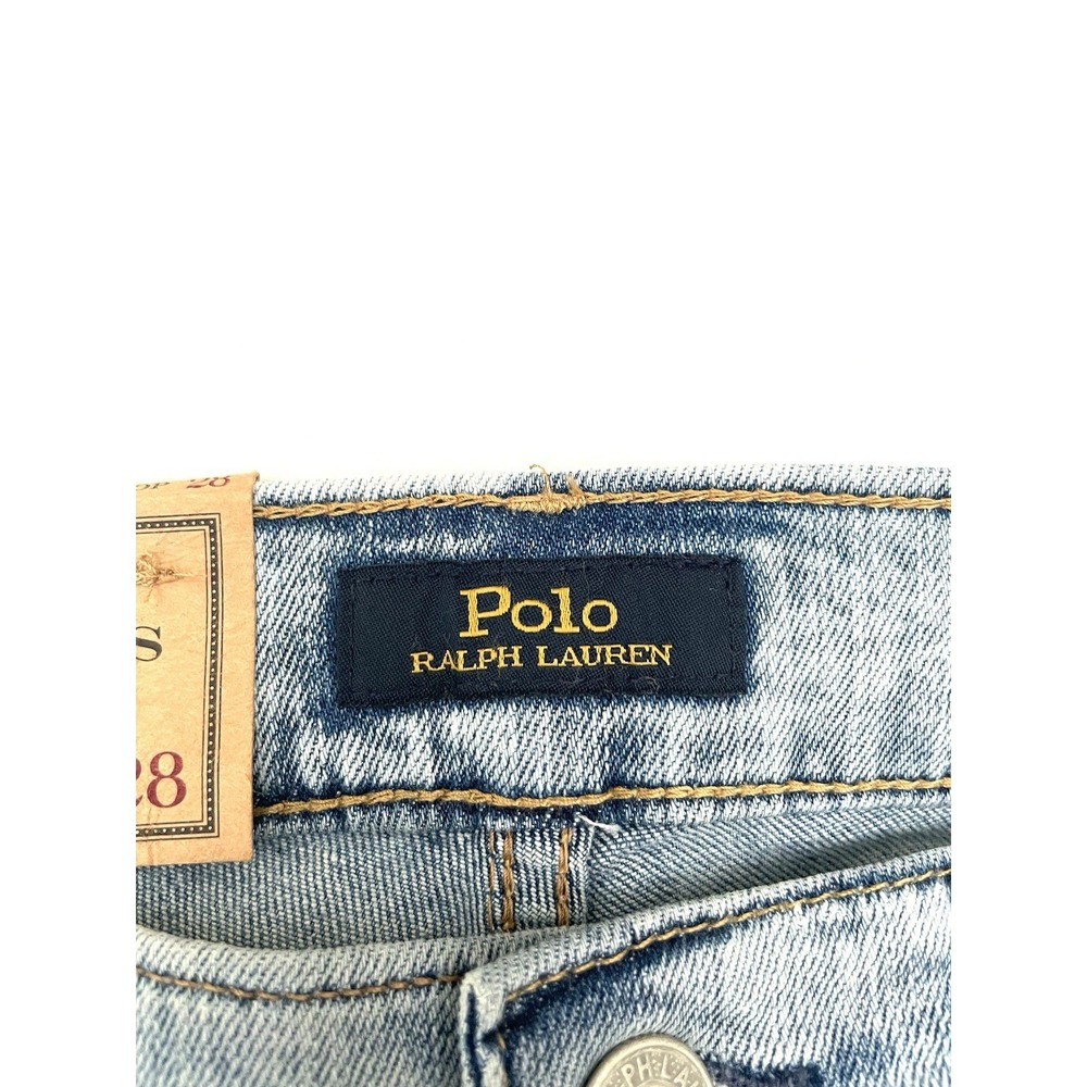 NWT Polo Ralph Lauren The Tompkins Skinny Crop Distressed Jeans 28 Light Wash - Picture 5 of 13